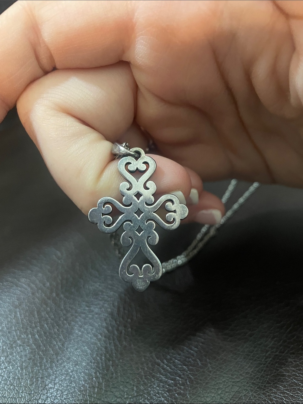 James Avery Silver Filigree Cross Pendant Necklace